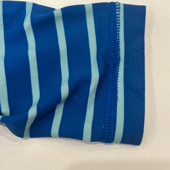Hanna Andersson Baltic Blue Turquoise Striped Long Sleeve Rashguard - Picture 6 of 7